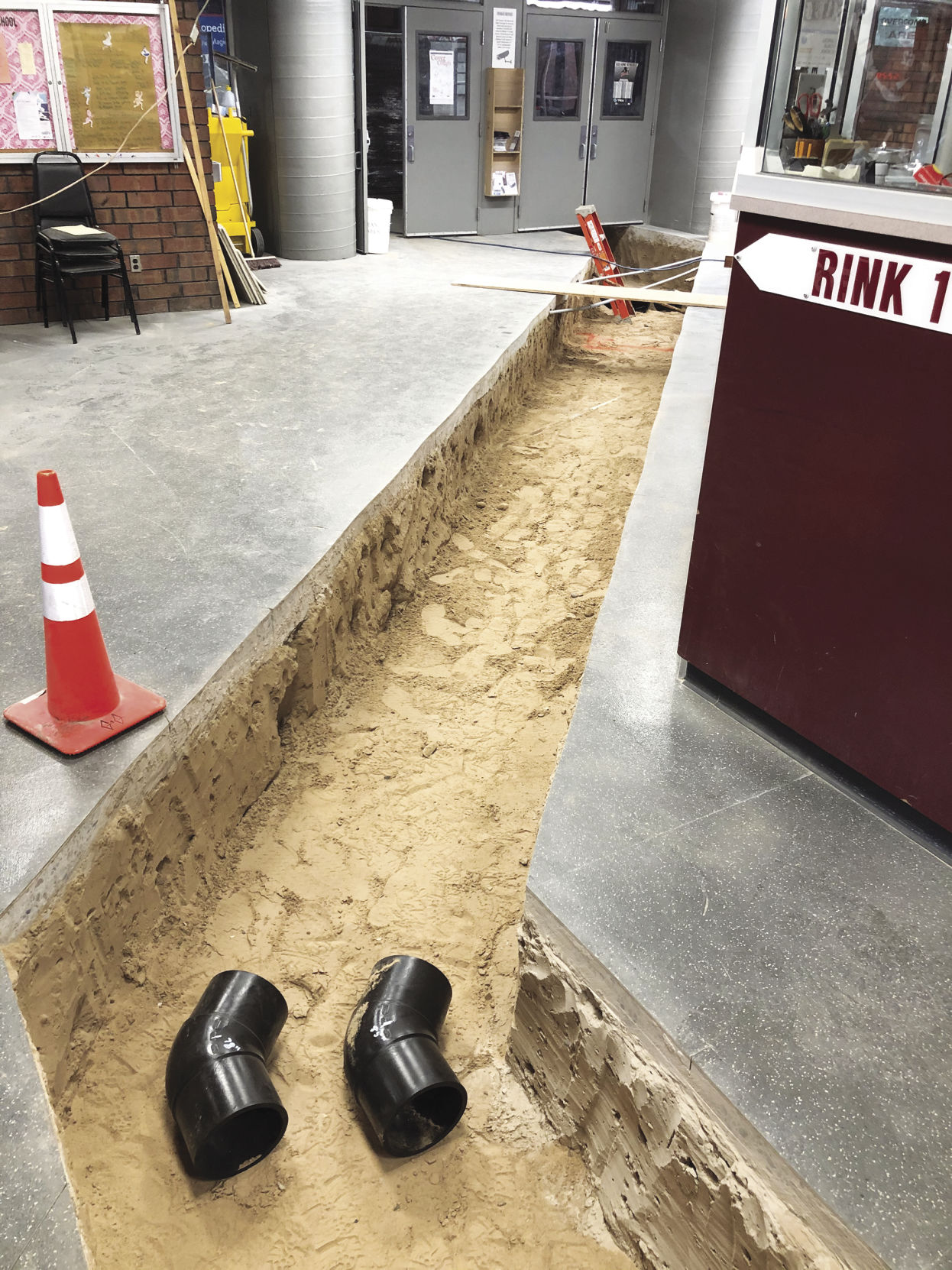 Trench between Rinks 1 and 2
